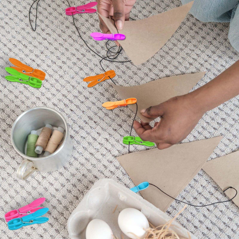 HiGift 48 Pack Colorful Plastic Clothespins  Heavy Duty Laundry Clothes Pins Clips Pegs  Drying Line Pegs Small Colored Clothes Pins for Outdoor  Clothesline Crafts Picture Clips Food Package Clips - Image 4